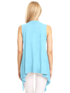 WSK1071 Women's Lightweight Sleeveless Open Front Drape Vest Cardigan
