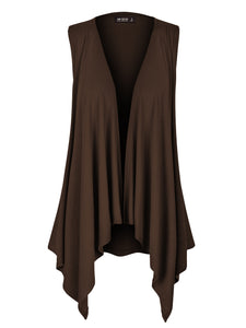 WSK1071 Women's Lightweight Sleeveless Open Front Drape Vest Cardigan