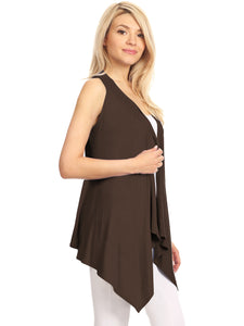 WSK1071 Women's Lightweight Sleeveless Open Front Drape Vest Cardigan