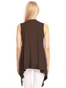 WSK1071 Women's Lightweight Sleeveless Open Front Drape Vest Cardigan