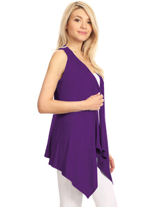 WSK1071 Women's Lightweight Sleeveless Open Front Drape Vest Cardigan