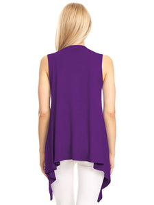 WSK1071 Women's Lightweight Sleeveless Open Front Drape Vest Cardigan