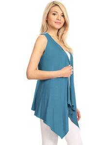 WSK1071 Women's Lightweight Sleeveless Open Front Drape Vest Cardigan
