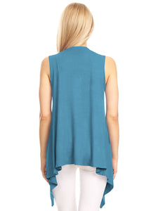 WSK1071 Women's Lightweight Sleeveless Open Front Drape Vest Cardigan