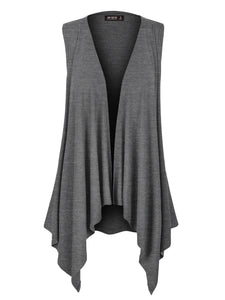 WSK1071 Women's Lightweight Sleeveless Open Front Drape Vest Cardigan