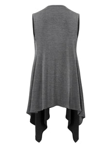 WSK1071 Women's Lightweight Sleeveless Open Front Drape Vest Cardigan