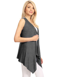 WSK1071 Women's Lightweight Sleeveless Open Front Drape Vest Cardigan
