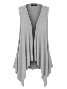WSK1071 Women's Lightweight Sleeveless Open Front Drape Vest Cardigan