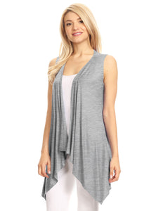 WSK1071 Women's Lightweight Sleeveless Open Front Drape Vest Cardigan