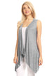 WSK1071 Women's Lightweight Sleeveless Open Front Drape Vest Cardigan