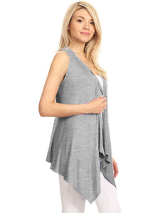WSK1071 Women's Lightweight Sleeveless Open Front Drape Vest Cardigan