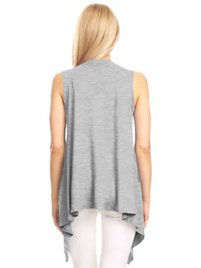 WSK1071 Women's Lightweight Sleeveless Open Front Drape Vest Cardigan
