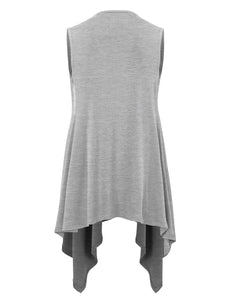 WSK1071 Women's Lightweight Sleeveless Open Front Drape Vest Cardigan
