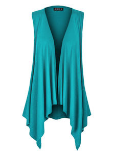 WSK1071 Women's Lightweight Sleeveless Open Front Drape Vest Cardigan