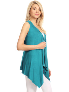 WSK1071 Women's Lightweight Sleeveless Open Front Drape Vest Cardigan