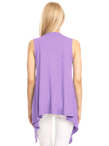 WSK1071 Women's Lightweight Sleeveless Open Front Drape Vest Cardigan
