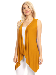 WSK1071 Women's Lightweight Sleeveless Open Front Drape Vest Cardigan