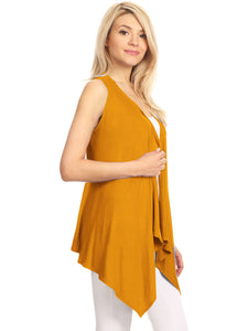 WSK1071 Women's Lightweight Sleeveless Open Front Drape Vest Cardigan