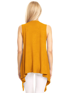 WSK1071 Women's Lightweight Sleeveless Open Front Drape Vest Cardigan