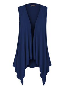 WSK1071 Women's Lightweight Sleeveless Open Front Drape Vest Cardigan