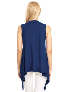 WSK1071 Women's Lightweight Sleeveless Open Front Drape Vest Cardigan