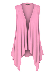 WSK1071 Women's Lightweight Sleeveless Open Front Drape Vest Cardigan