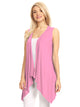 WSK1071 Women's Lightweight Sleeveless Open Front Drape Vest Cardigan