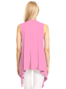 WSK1071 Women's Lightweight Sleeveless Open Front Drape Vest Cardigan