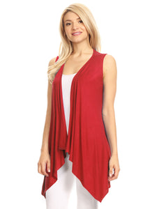 WSK1071 Women's Lightweight Sleeveless Open Front Drape Vest Cardigan