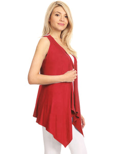 WSK1071 Women's Lightweight Sleeveless Open Front Drape Vest Cardigan