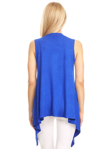 WSK1071 Women's Lightweight Sleeveless Open Front Drape Vest Cardigan
