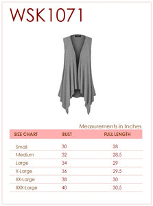 WSK1071 Women's Lightweight Sleeveless Open Front Drape Vest Cardigan
