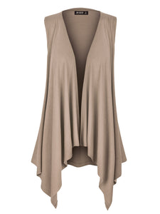 WSK1071 Women's Lightweight Sleeveless Open Front Drape Vest Cardigan