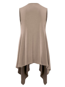WSK1071 Women's Lightweight Sleeveless Open Front Drape Vest Cardigan