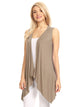 WSK1071 Women's Lightweight Sleeveless Open Front Drape Vest Cardigan