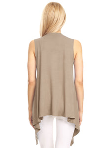 WSK1071 Women's Lightweight Sleeveless Open Front Drape Vest Cardigan
