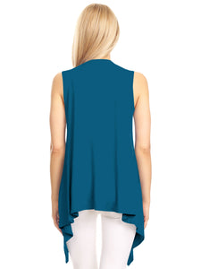 WSK1071 Women's Lightweight Sleeveless Open Front Drape Vest Cardigan
