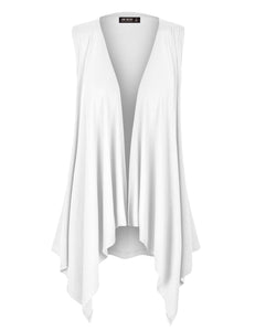 WSK1071 Women's Lightweight Sleeveless Open Front Drape Vest Cardigan