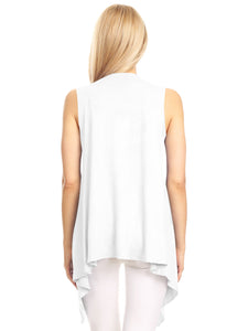 WSK1071 Women's Lightweight Sleeveless Open Front Drape Vest Cardigan