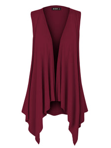 WSK1071 Women's Lightweight Sleeveless Open Front Drape Vest Cardigan