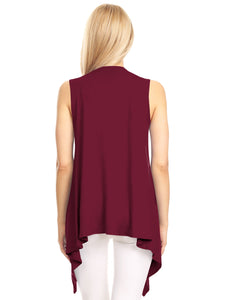 WSK1071 Women's Lightweight Sleeveless Open Front Drape Vest Cardigan