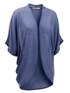 WSK1528 Womens Short Sleeve Open-Front Batwing Cardigan