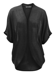 WSK1528 Womens Short Sleeve Open-Front Batwing Cardigan