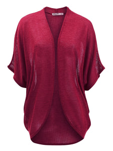 WSK1528 Womens Short Sleeve Open-Front Batwing Cardigan