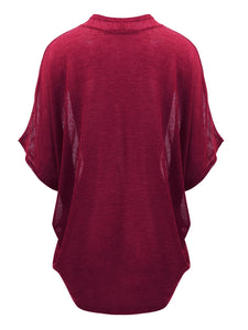 WSK1528 Womens Short Sleeve Open-Front Batwing Cardigan