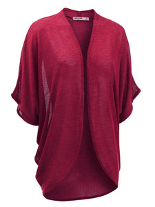 WSK1528 Womens Short Sleeve Open-Front Batwing Cardigan