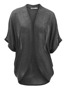 WSK1528 Womens Short Sleeve Open-Front Batwing Cardigan