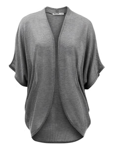 WSK1528 Womens Short Sleeve Open-Front Batwing Cardigan
