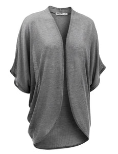 WSK1528 Womens Short Sleeve Open-Front Batwing Cardigan