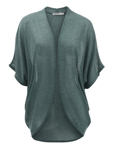 WSK1528 Womens Short Sleeve Open-Front Batwing Cardigan